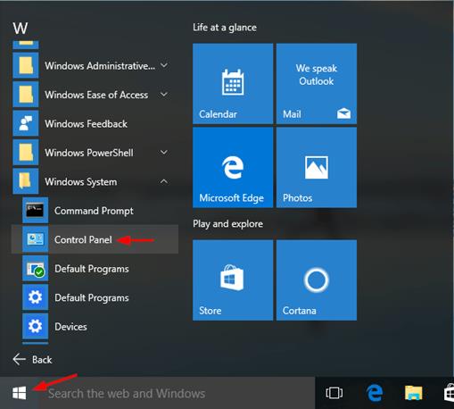 Image result for windows start control panel
